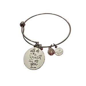 Love This Life All Of Me John Legend Silver Tone Adjustable Bangle Bracelet Love